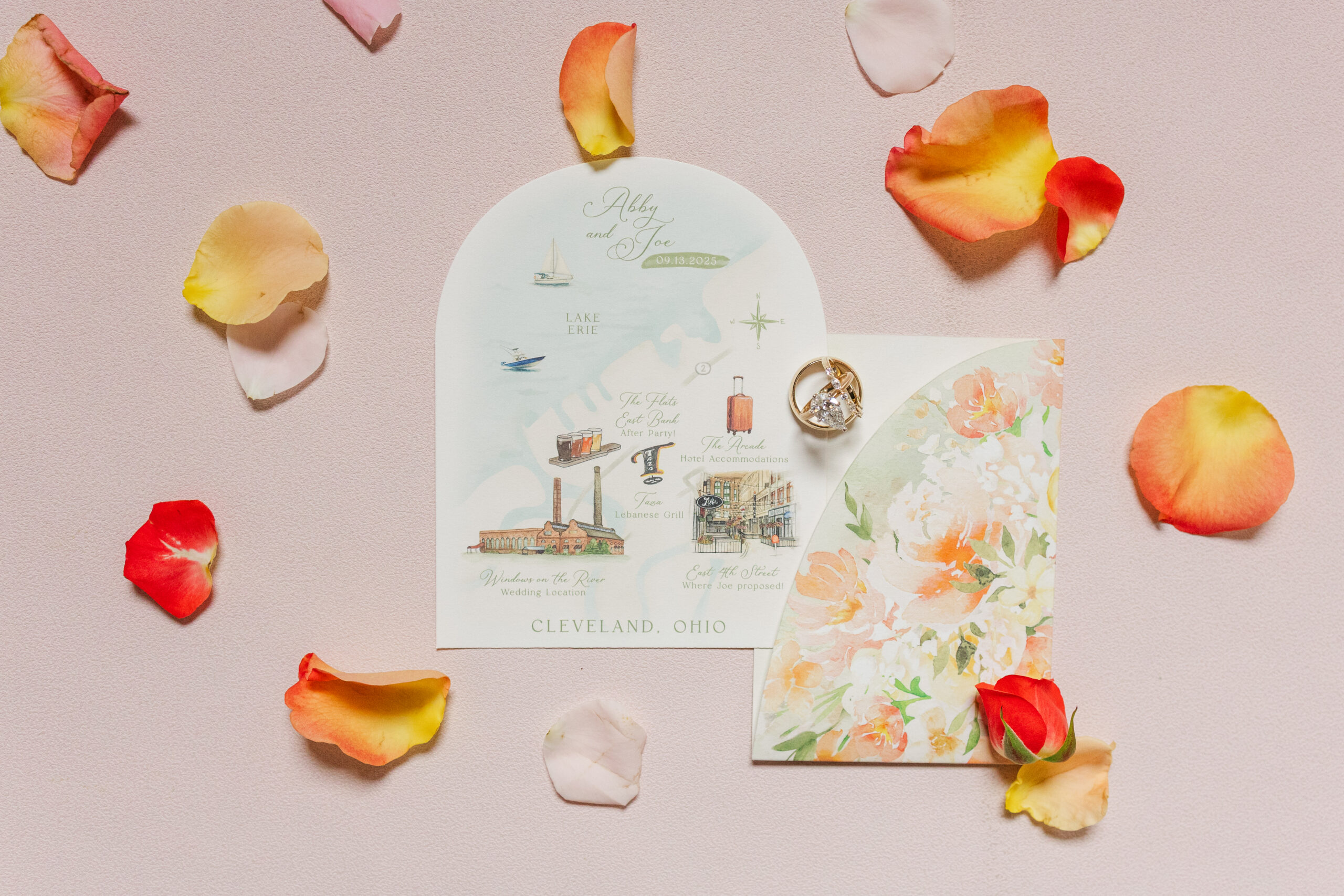 Wedding details at the Hyatt at the Arcade in Cleveland, Ohio